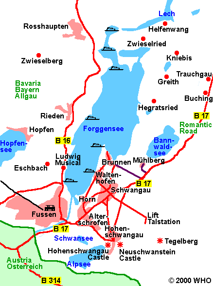 Road Map Fussen Forggensee Neuschwanstein 438-12,  2000 WHO